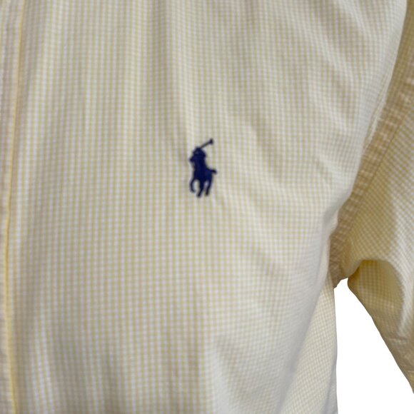 Ralph Lauren Yellow Gingham Short Sleeve Shirt Classic Preppy Summer Cotton L - Picture 6 of 8